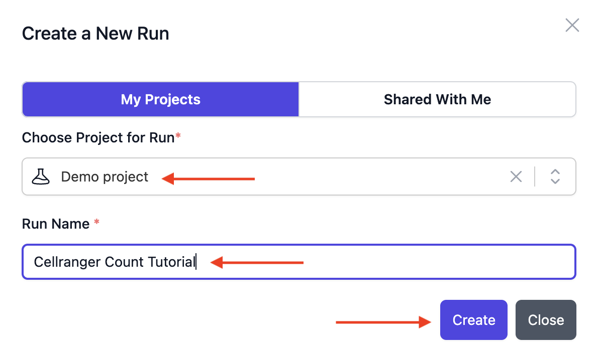 Image showing project selection