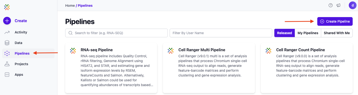 Image showing create pipeline