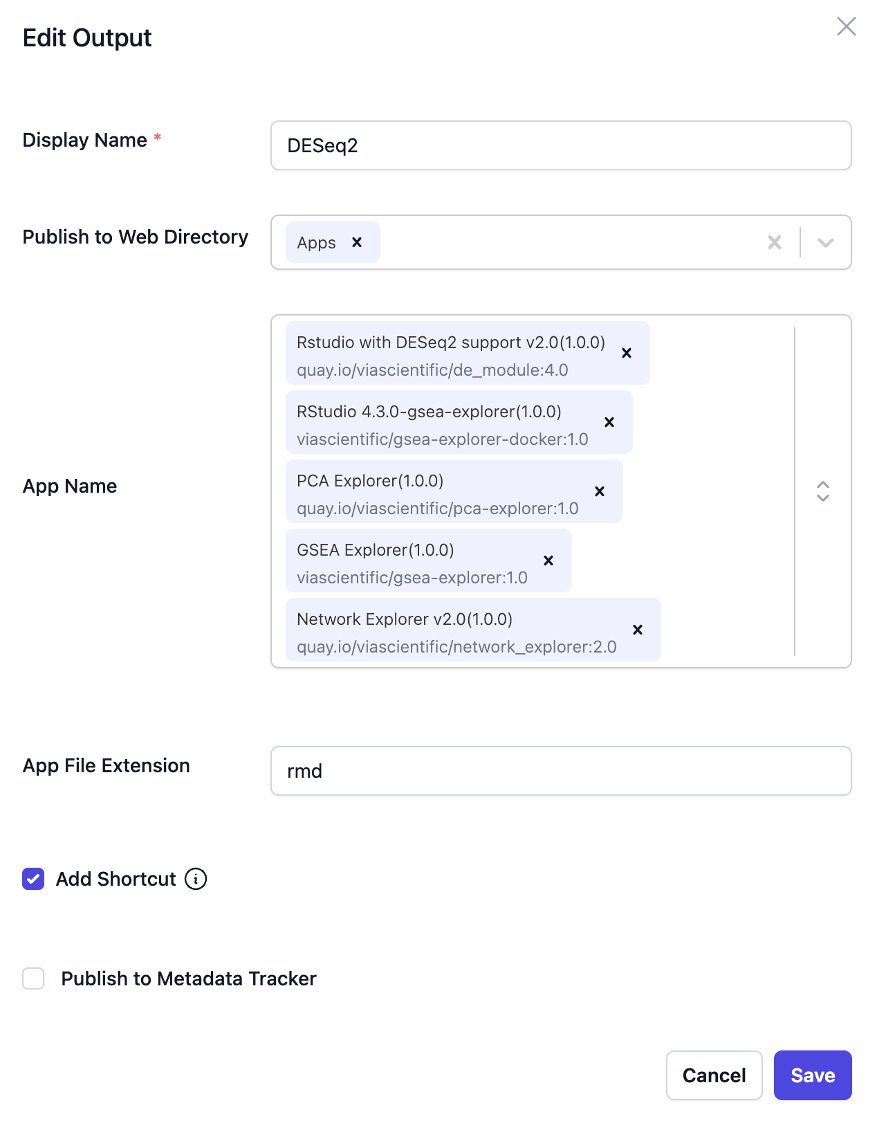 Output parameter settings