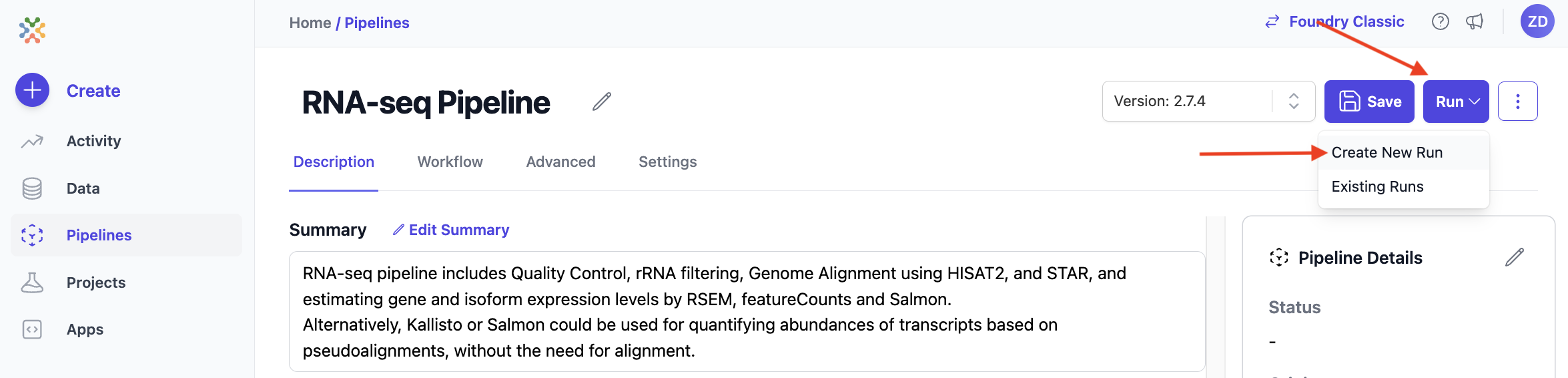 Image of Create New Run
